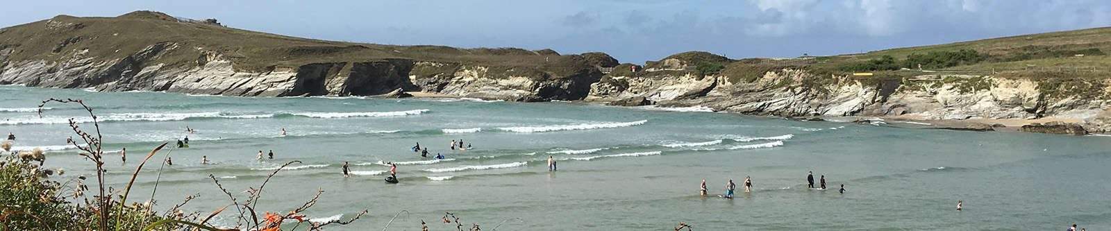 high tide at Porth beach