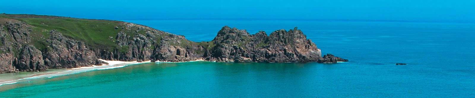 blue green sea at Porthcurno