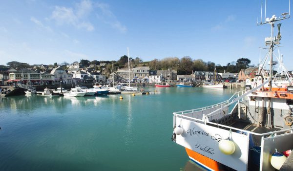 Orange boat in Padstow harbour