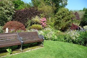 seats at cottage garden