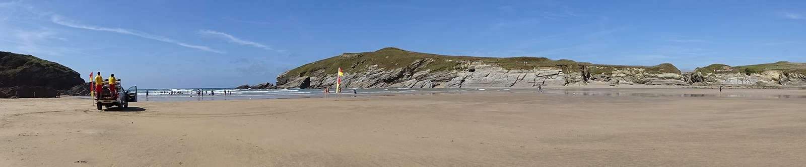 Porth beach with lifeguards