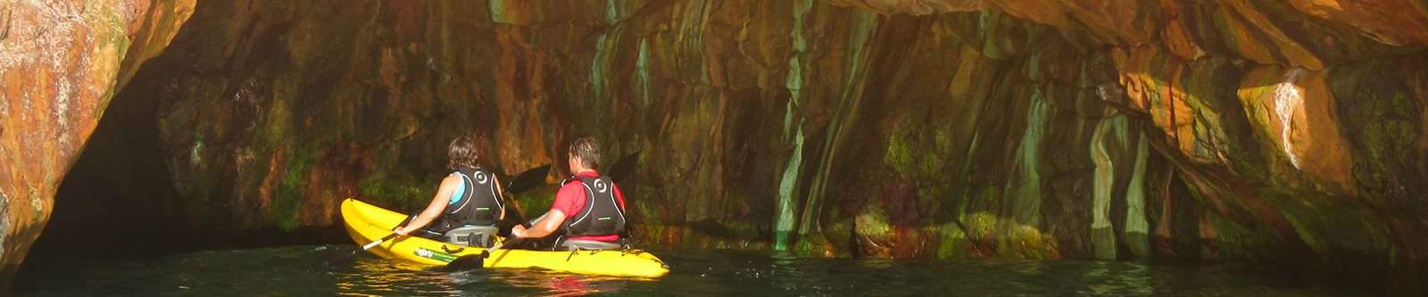 kayaking into a cave