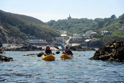 people kayaking