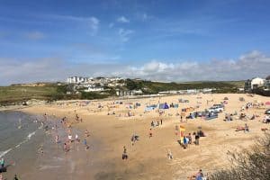 busy Porth beach