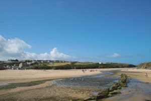 View of north side of Porth beach