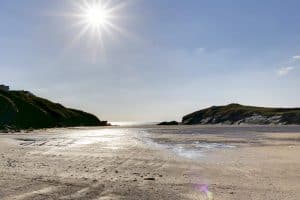 Porth beach at sunset