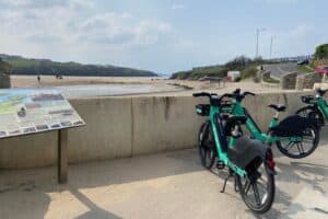Beryl e-bikes on Porth Beach
